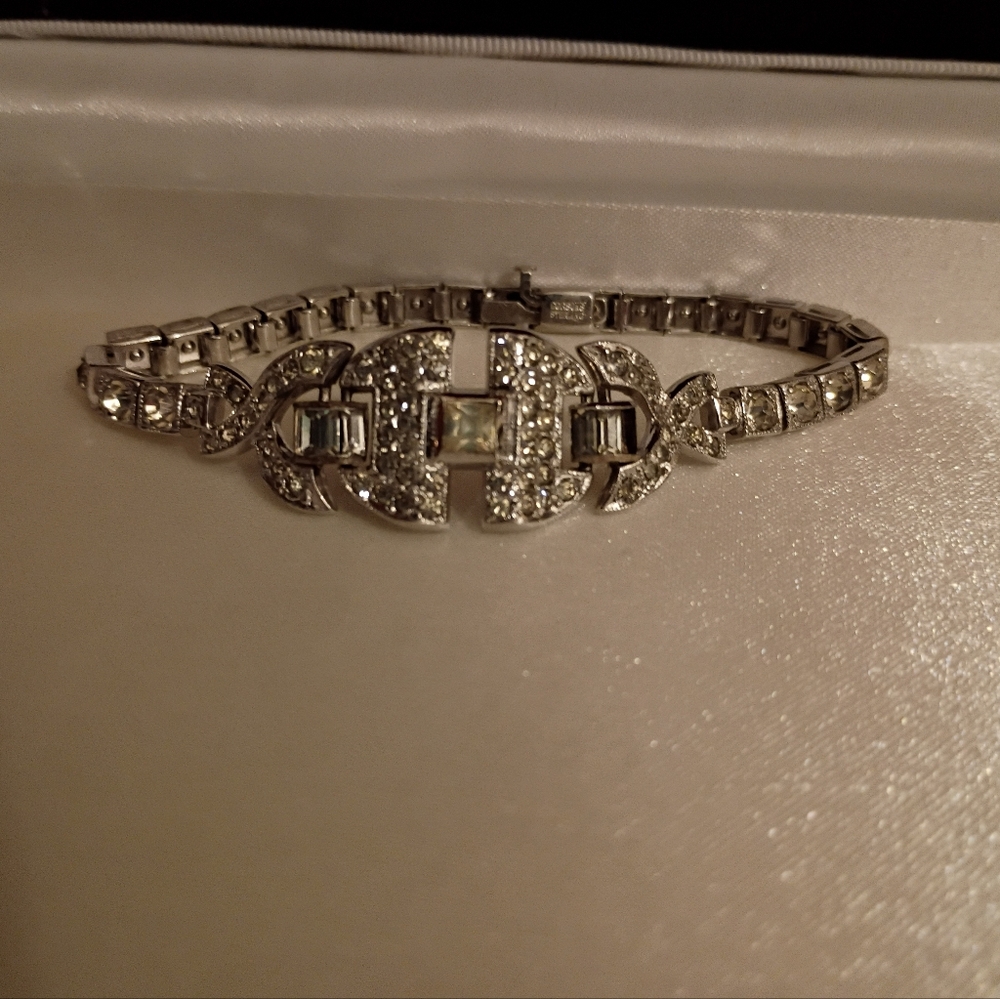 Vintage 1930s -40s Dorsons Sterling Rhinestone Art Deco Style Women's  Bracelet